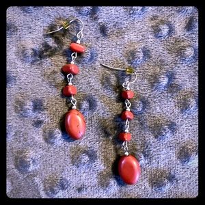 CHAPS by Ralph Lauren Red Beaded Dangle Earrings